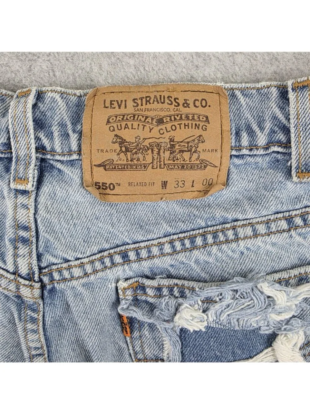 Vintage Levi's 550 Orange Tab Shorts Mens 33 Blue Relaxed Light Wash Denim